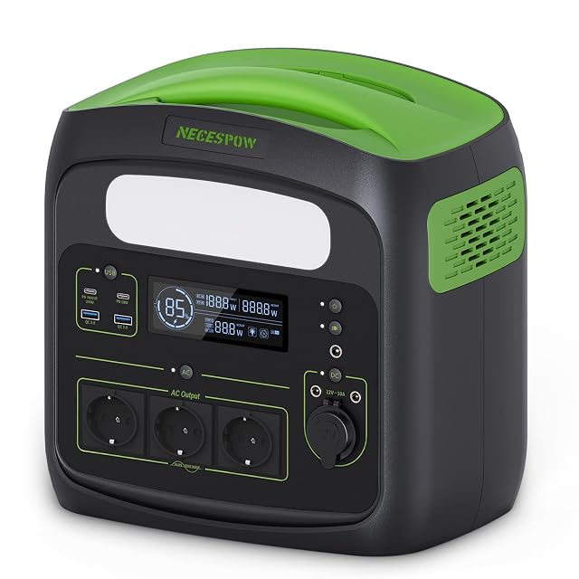 Stazione elettrica portatile NECESPOW da 700 W con tre prese di rete