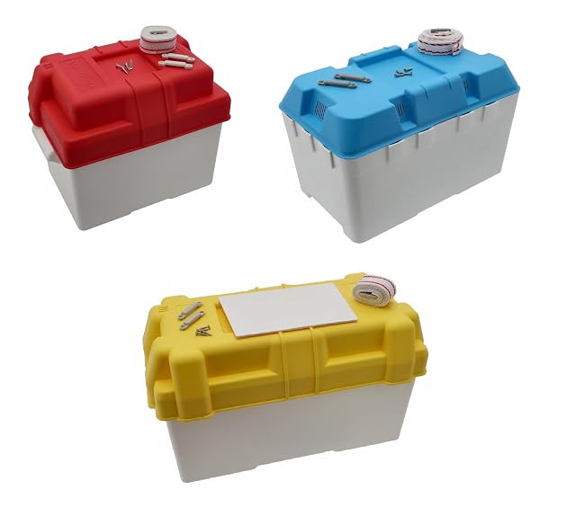 Cassetta portabatteria wellenshop con coperchio blu