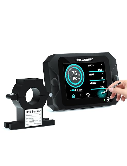 Contatore di batteria ECO-WORTHY con schermo tattile a colori da 3,5 pollici