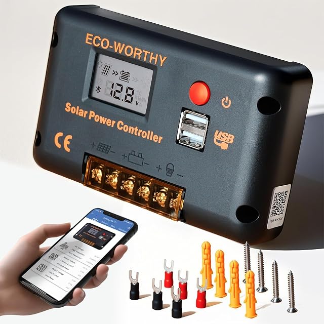 Regolatore solare PWM Bluetooth ECO-WORTHY da 30 A con display LCD