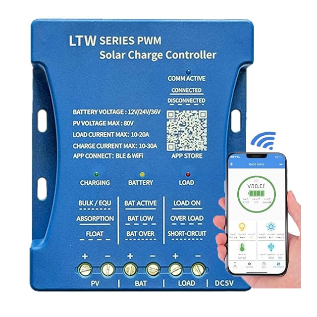 Regolatore solare Y&H LTW da 30 A con Bluetooth e WiFi