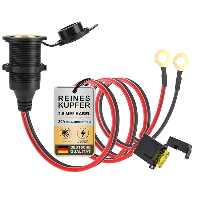 Presa 12 V di qualità nautica Dongge con cavo grosso e portafusibile