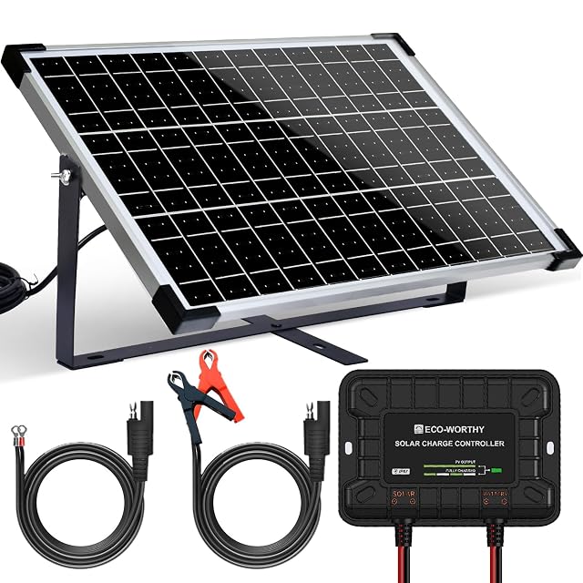 Kit caricatore solare per batteria ECO-WORTHY da 25 W con regolatore e pinze