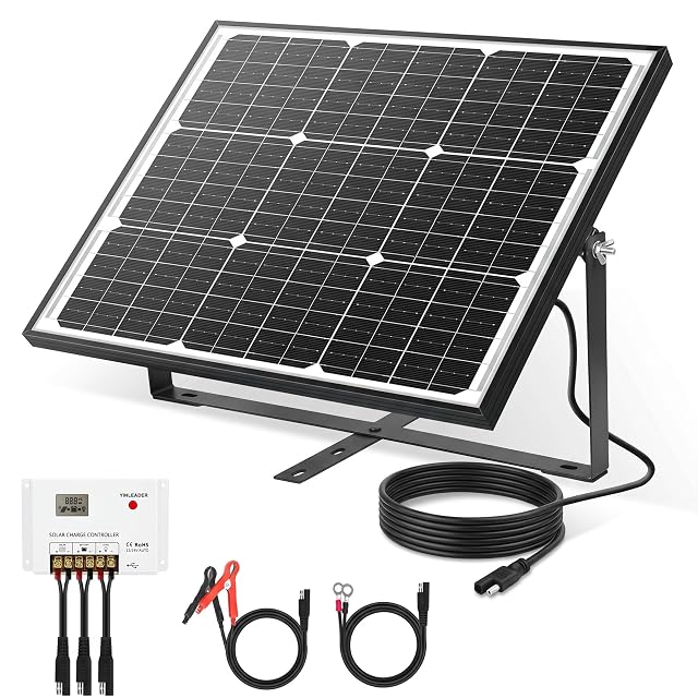 Pannello solare monocristallino Yinleader da 50 W con regolatore PWM e cavi SAE
