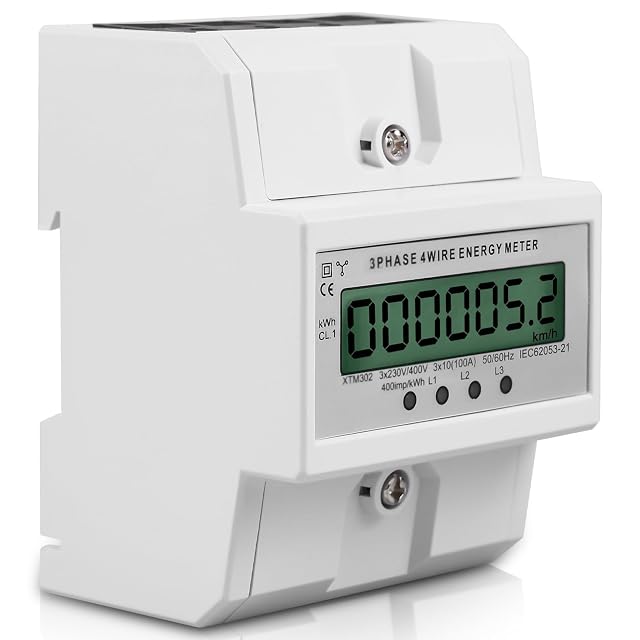 Contatore di energia trifase su guida DIN GAOUTO con coperchio trasparente