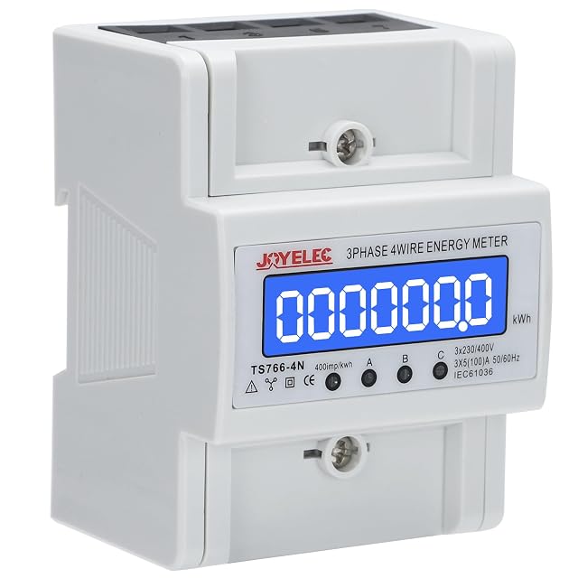 Contatore di energia trifase su guida DIN JOYELEC con LCD