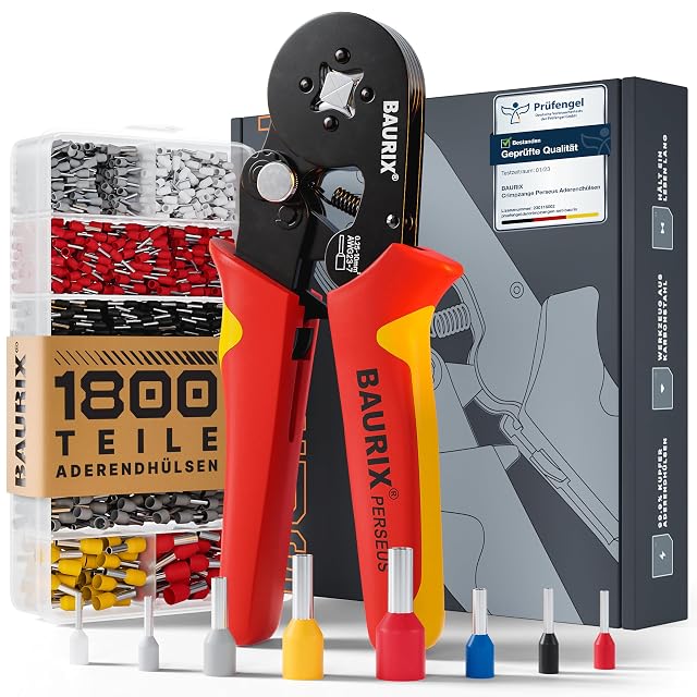 Pinza a crimpare i puntalini a regolazione automatica BAURIX con 1.800 puntalini