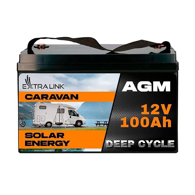 Batteria di servizio AGM Extralink da 100 Ah con morsetti M8