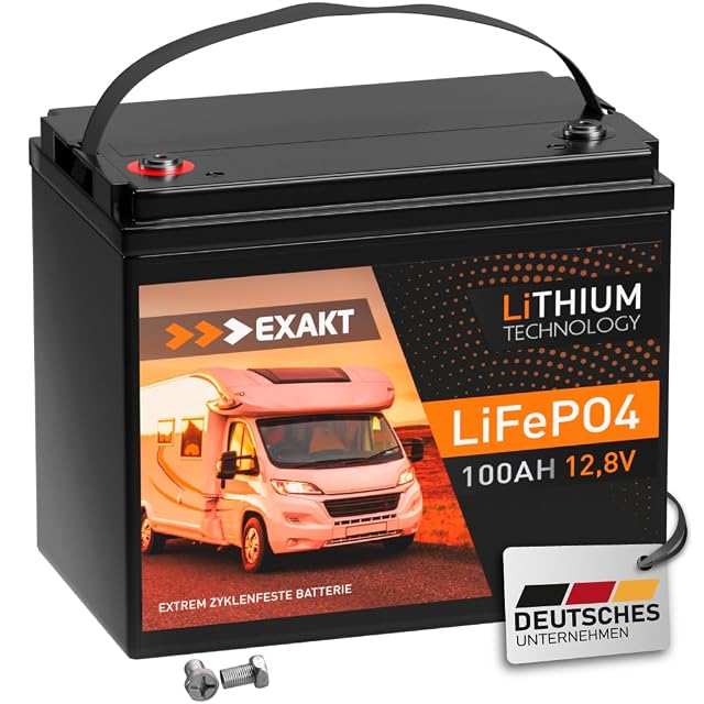 Batteria LiFePO4 EXAKT da 100 Ah con morsetti filettati M8