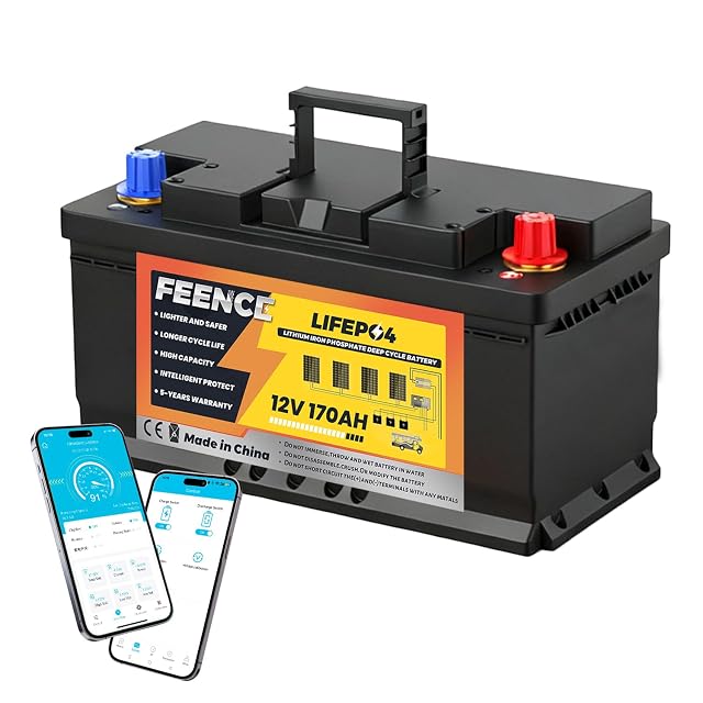 Batteria LiFePO4 FEENCE da 170 Ah con monitoraggio da applicazione Bluetooth