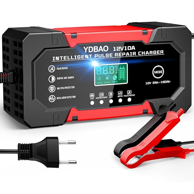 Caricabatteria per auto YDBAO da 10 A con display LCD