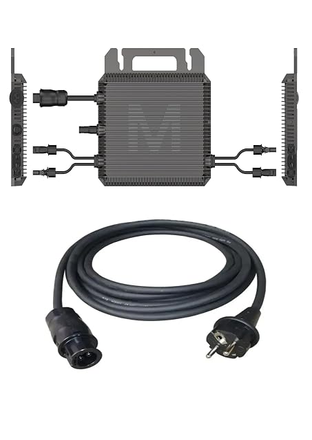 Microinverter Marstek M2-800 con il suo cavo di collegamento Schuko