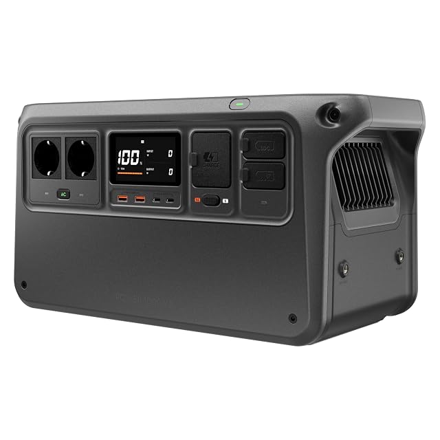 Stazione di energia DJI Power 1000 V2 con le sue prese di rete e le sue porte USB-C