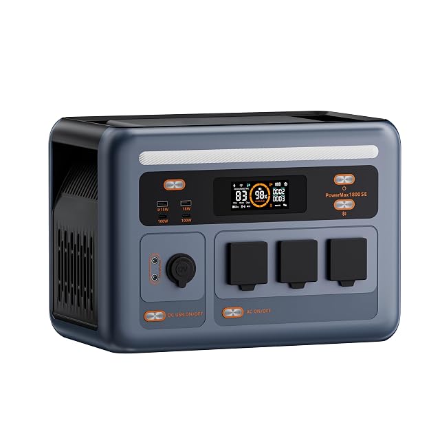 Stazione di energia ECOGREAT PowerMax 1800SE con tre prese di rete e un display