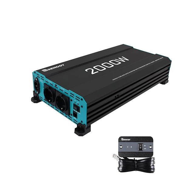Inverter a sinusoide pura Renogy da 2000 W con due prese europee
