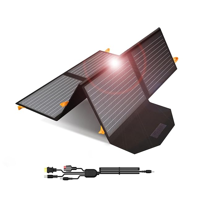 Caricatore solare pieghevole FlexSolar da 60 W con uscite USB e spia LED