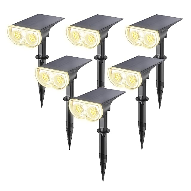Proiettore solare Linkind da 800 lumen che illumina un muro