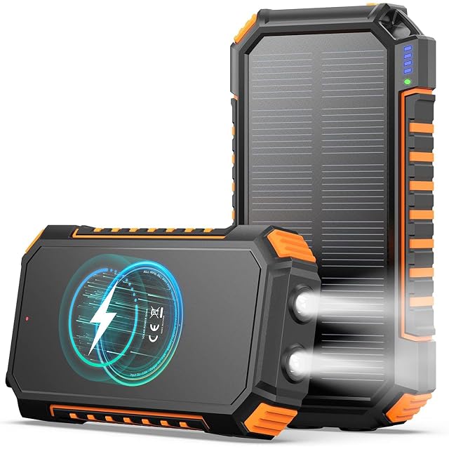 Batteria esterna solare A ADDTOP con base di ricarica senza fili
