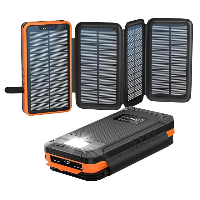 Batteria esterna solare elzle con i suoi quattro pannelli solari aperti