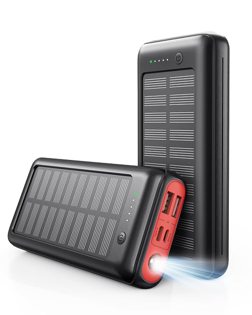 Batteria esterna solare JIGA da 27.000 mAh con tre uscite