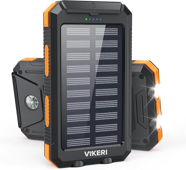 Batteria esterna solare Vikeri da 26.800 mAh con pannello integrato