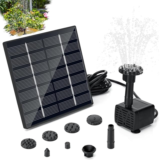 Pompa solare da fontana Sprifityy con il suo pannello e i suoi ugelli