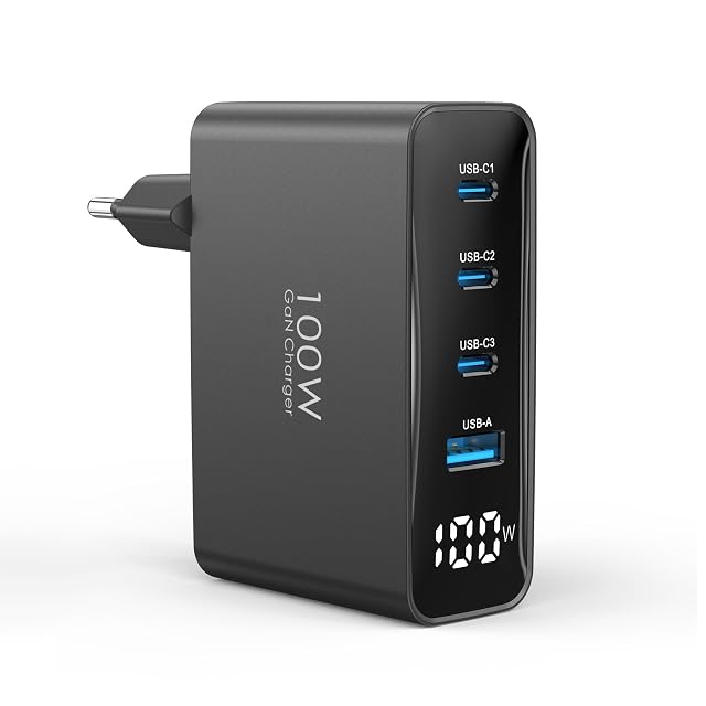 Caricatore GaN TOPADRE da 100 W a quattro porte con display LED