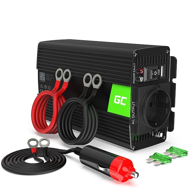 Convertitore di tensione Green Cell da 500 W a sinusoide pura con presa di rete